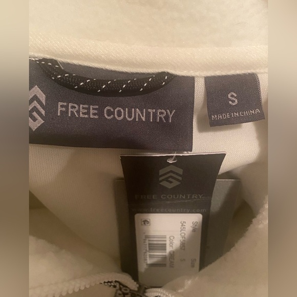 Free Country Ivory Fleece Sherpa Jacket, Zip Up with Patterned Trim Size S NWT - Picture 2 of 10